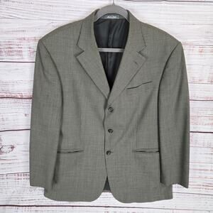 Oscar De La Renta Mens 42S Houndstooth Gray Check Blazer Tweed Wool Sport Coat